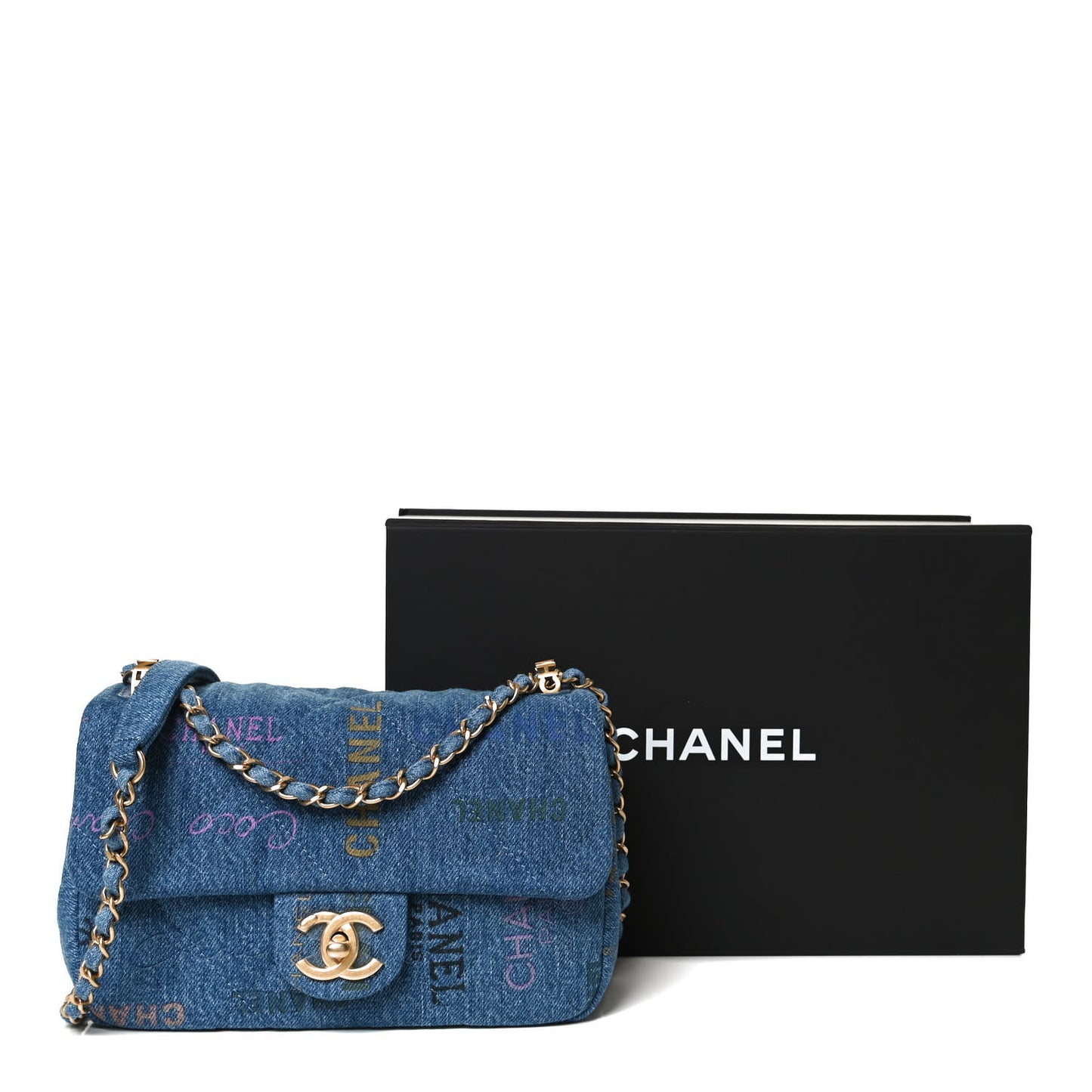 Denim Quilted Mini Denim Mood Rectangular Flap Blue Multicolor