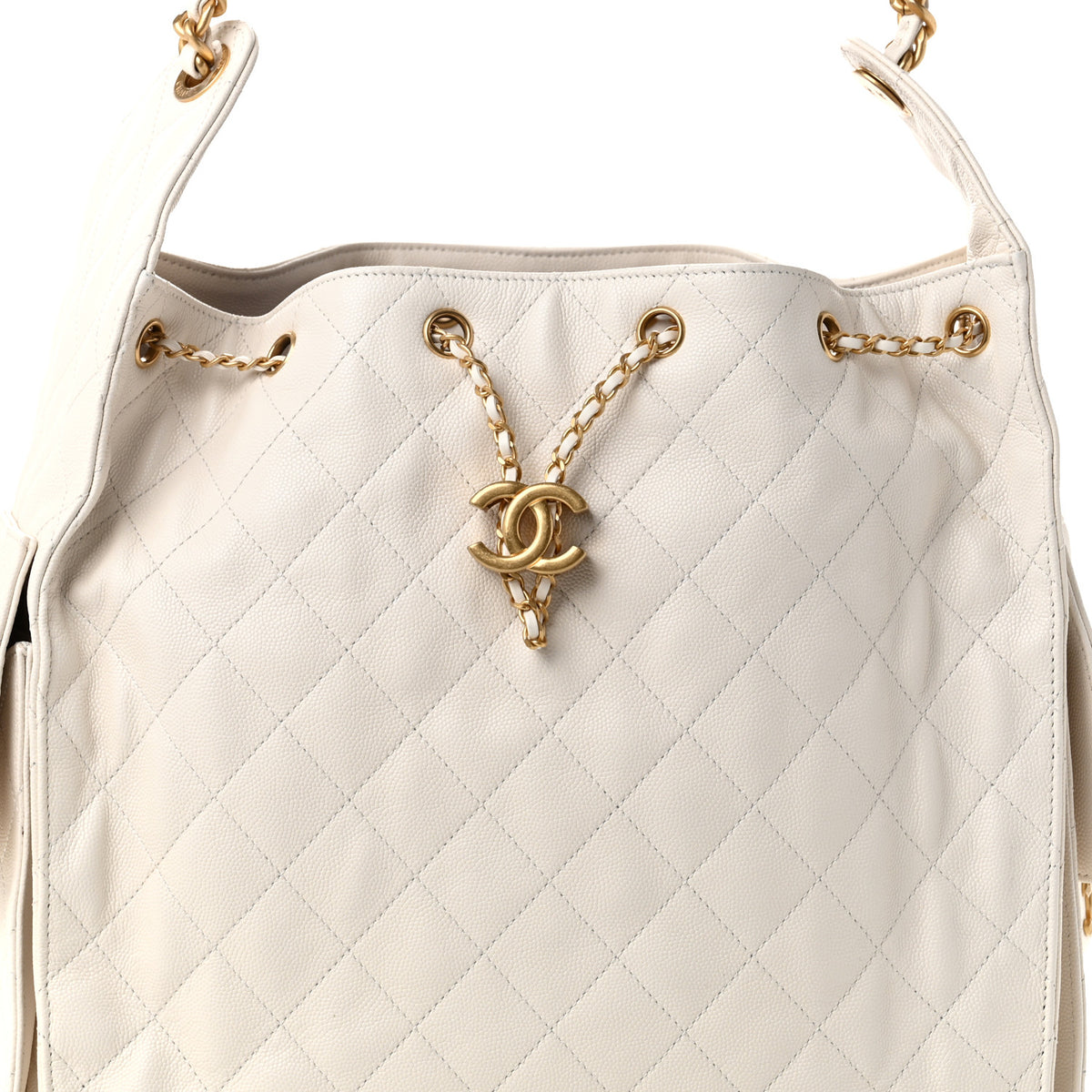Chanel Caviar Quilted Medium Chanel 25 Handbag White 9 of 11