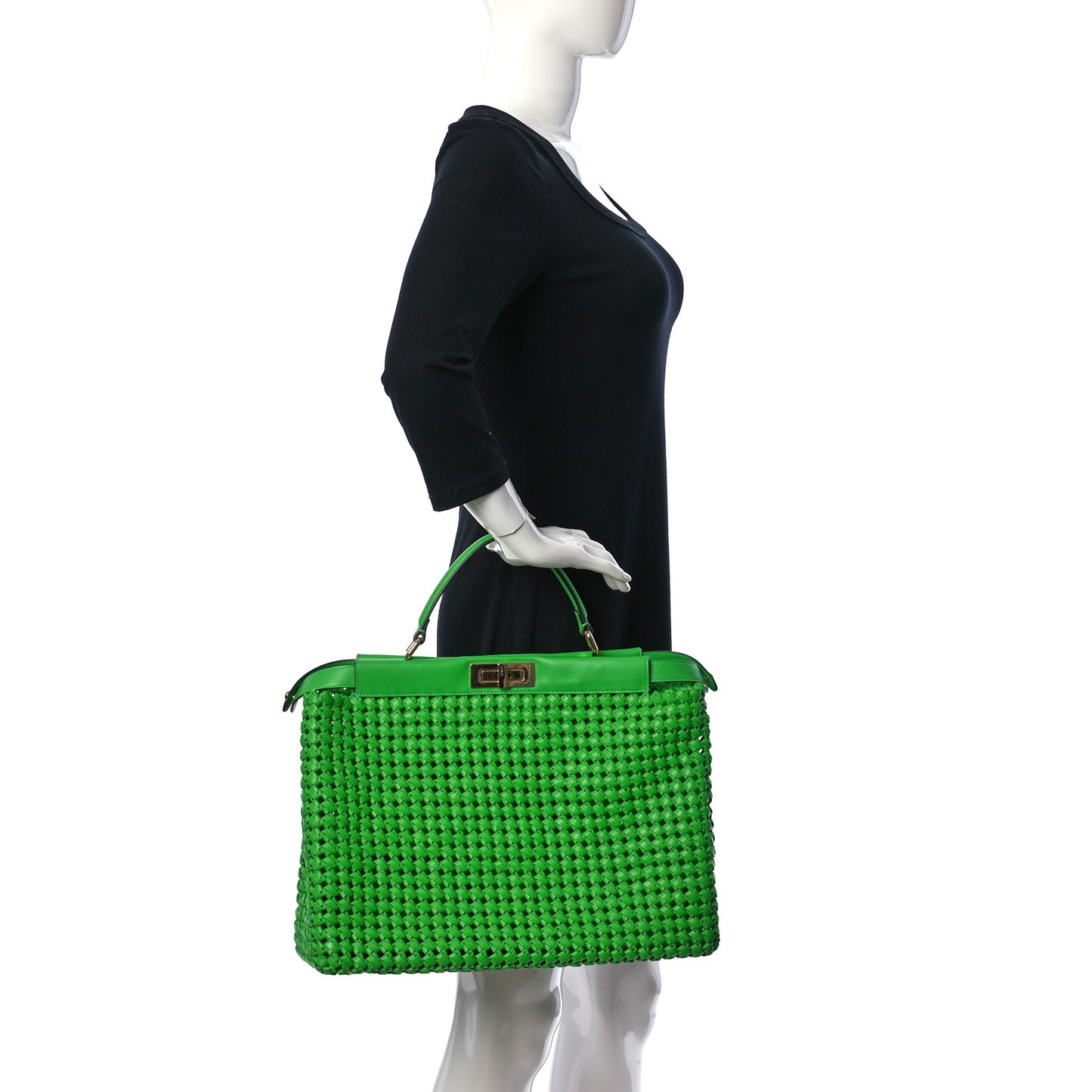 Nappa Matisse Intreccio Large Peekaboo Iconic Satchel Tomatillo