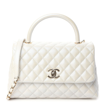 Chanel Iridescent Caviar Quilted Small Coco Handle Flap White 1 of 11