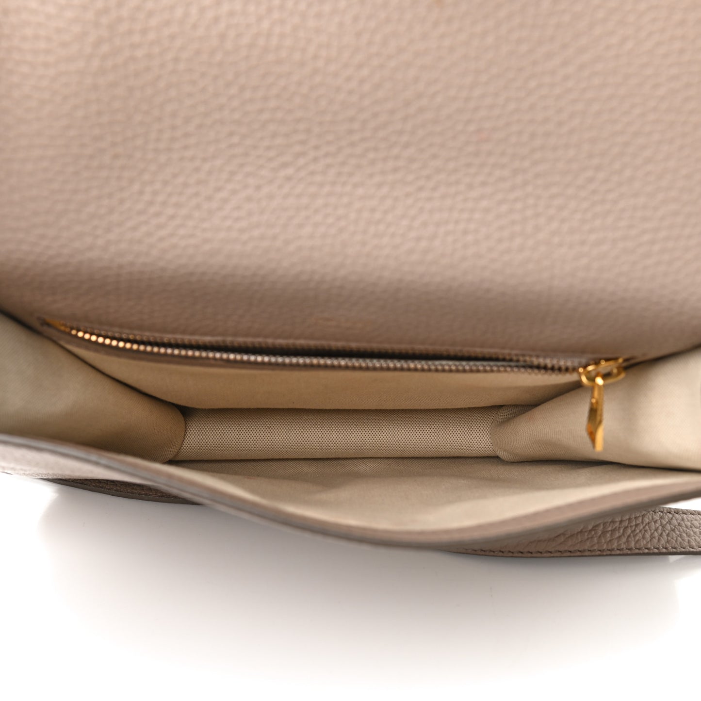 Grained Calfskin Large T Clasp Tara Crossbody Bag Silk Taupe