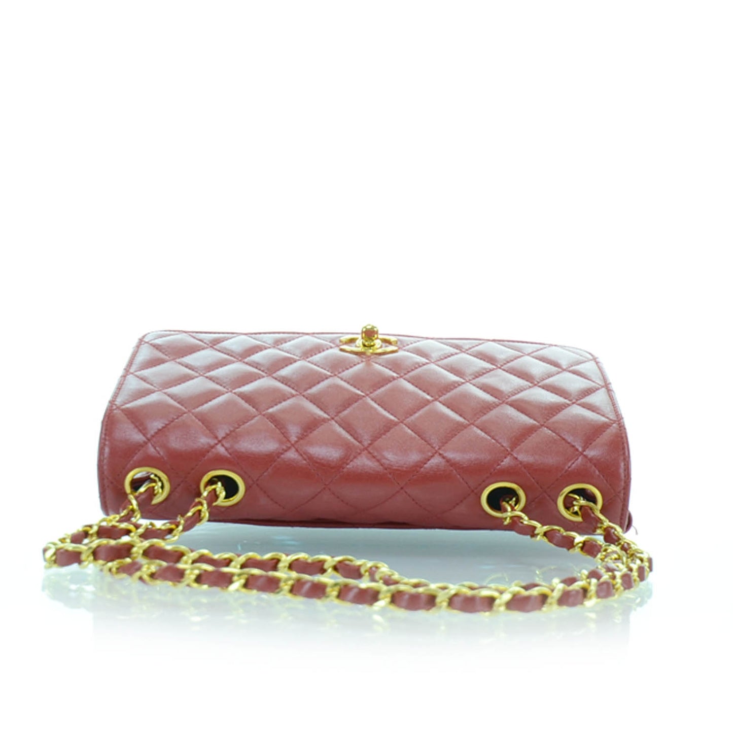 Lambskin Quilted Medium Flap Red
