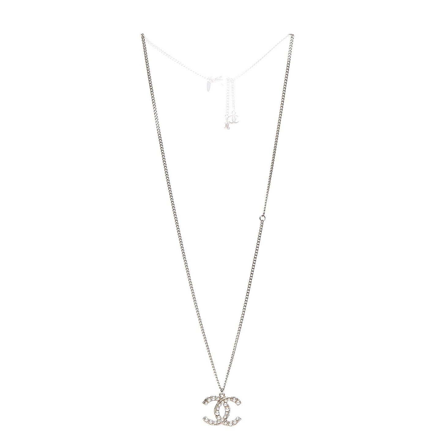 Pearl CC Pendant Necklace Gold