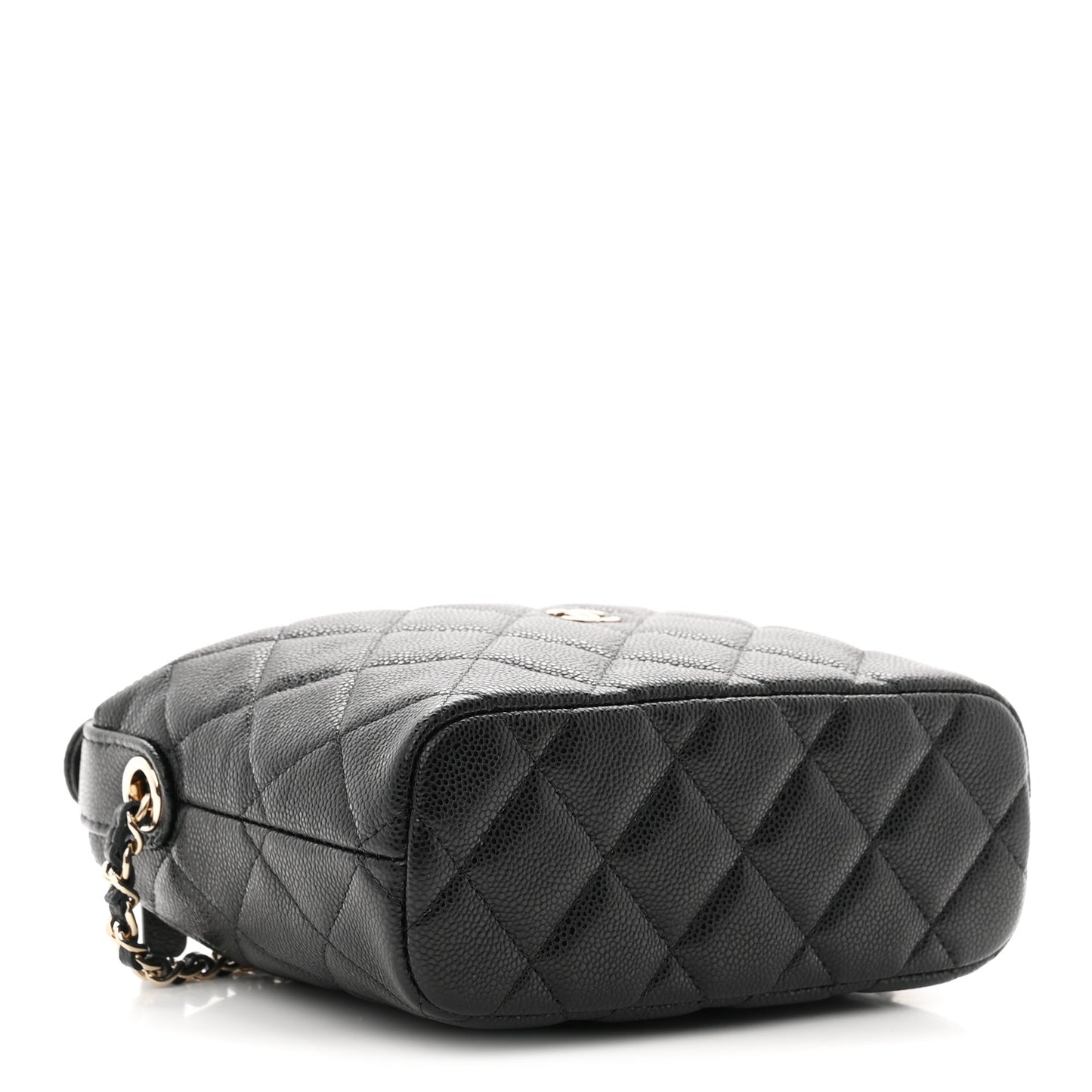 Caviar Quilted Hobo Clutch With Chain Black
