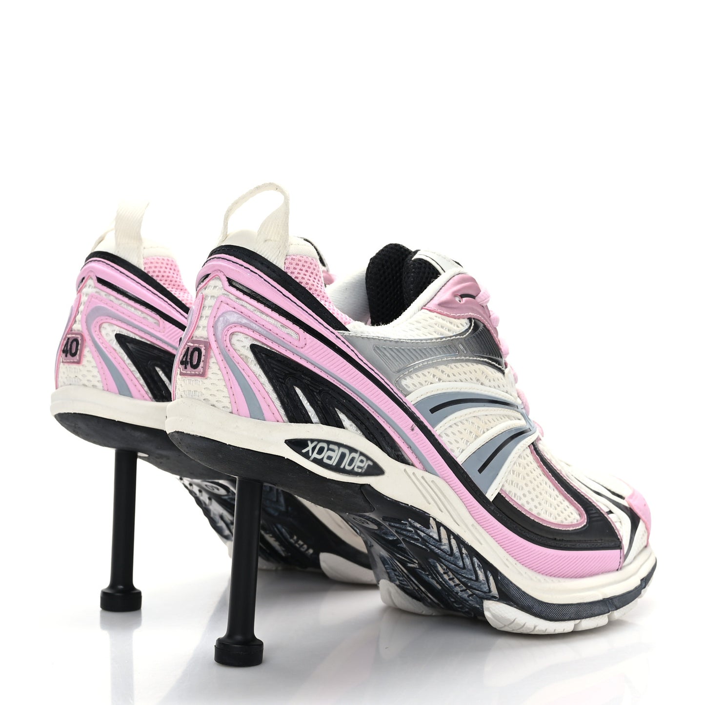 Mesh Rubber Womens X-Pander Heel Trainer Sneakers 40 White Pink Grey