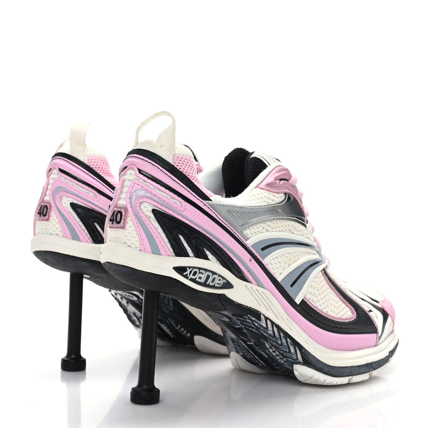 Balenciaga Mesh Rubber Womens X-Pander Heel Trainer Sneakers 40 White Pink Grey 4 of 7