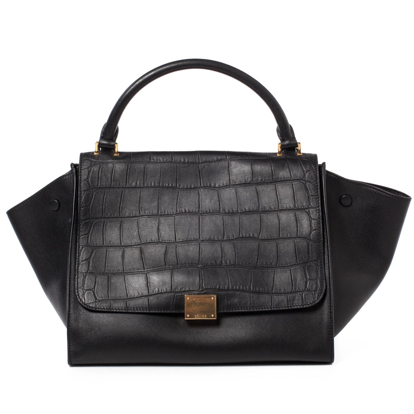 Crocodile Embossed Trapeze Black
