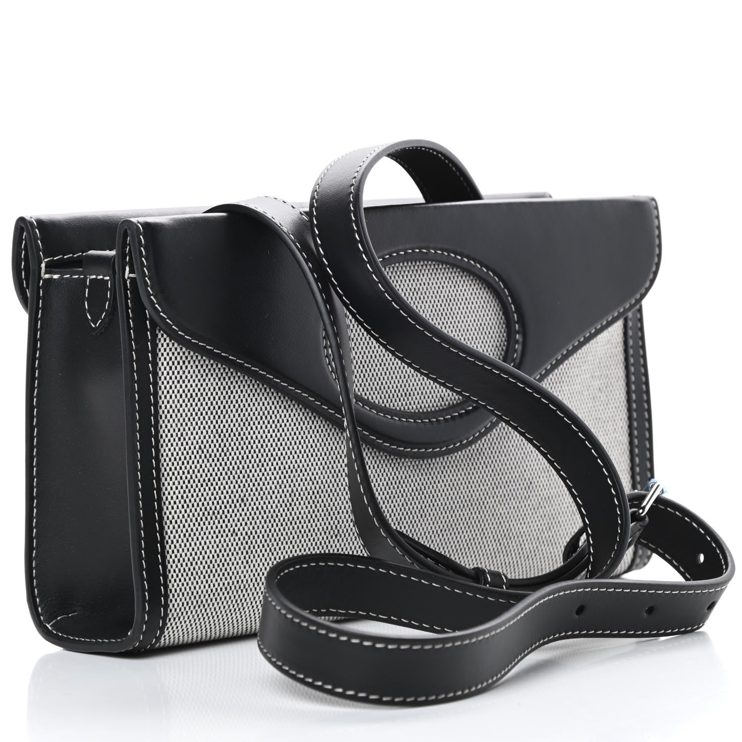 Burberry Canvas Calfskin Foldover Pocket Bag Black 4 of 14