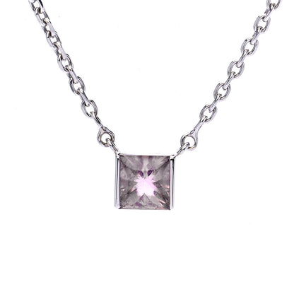 Cartier 18K White Gold Pink Tourmaline Tank Pendant Necklace 4 of 6