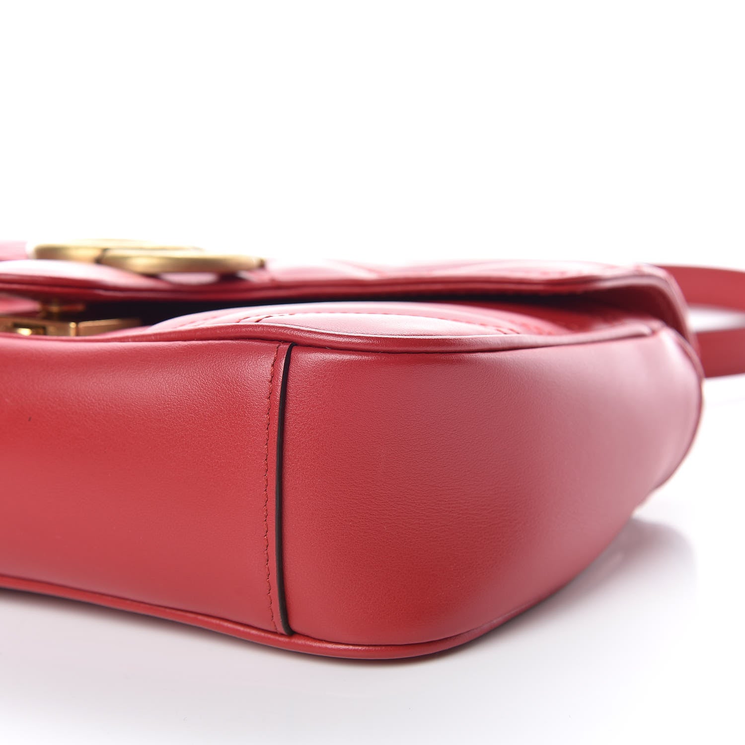 Gucci Calfskin Matelasse Mini GG Marmont Shoulder Bag Hibiscus Red 11 of 12