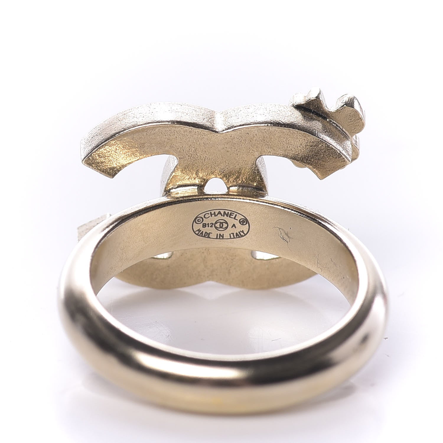 Chanel Enamel CC Clover Ring 6.25 Black Gold 5 of 6