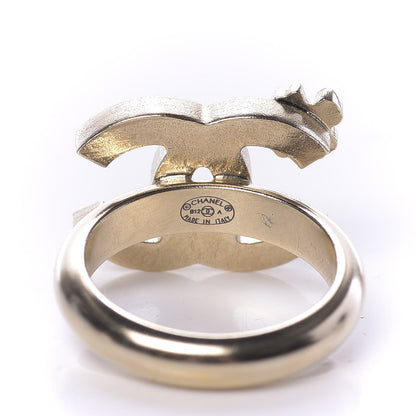 Chanel Enamel CC Clover Ring 6.25 Black Gold 5 of 6