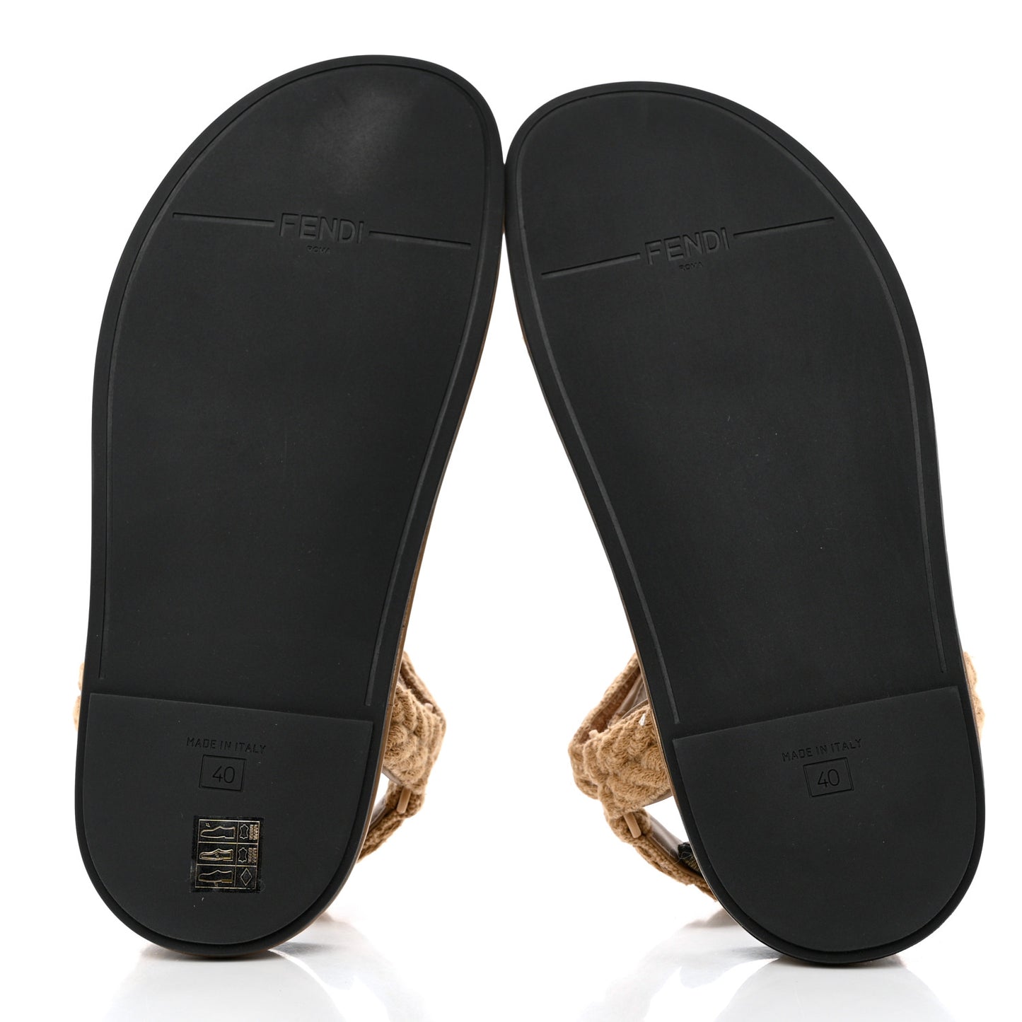 Fabric Jacquard FF Braided Fendi Feel 25mm Sandals 40 Sughero Black Tabacco