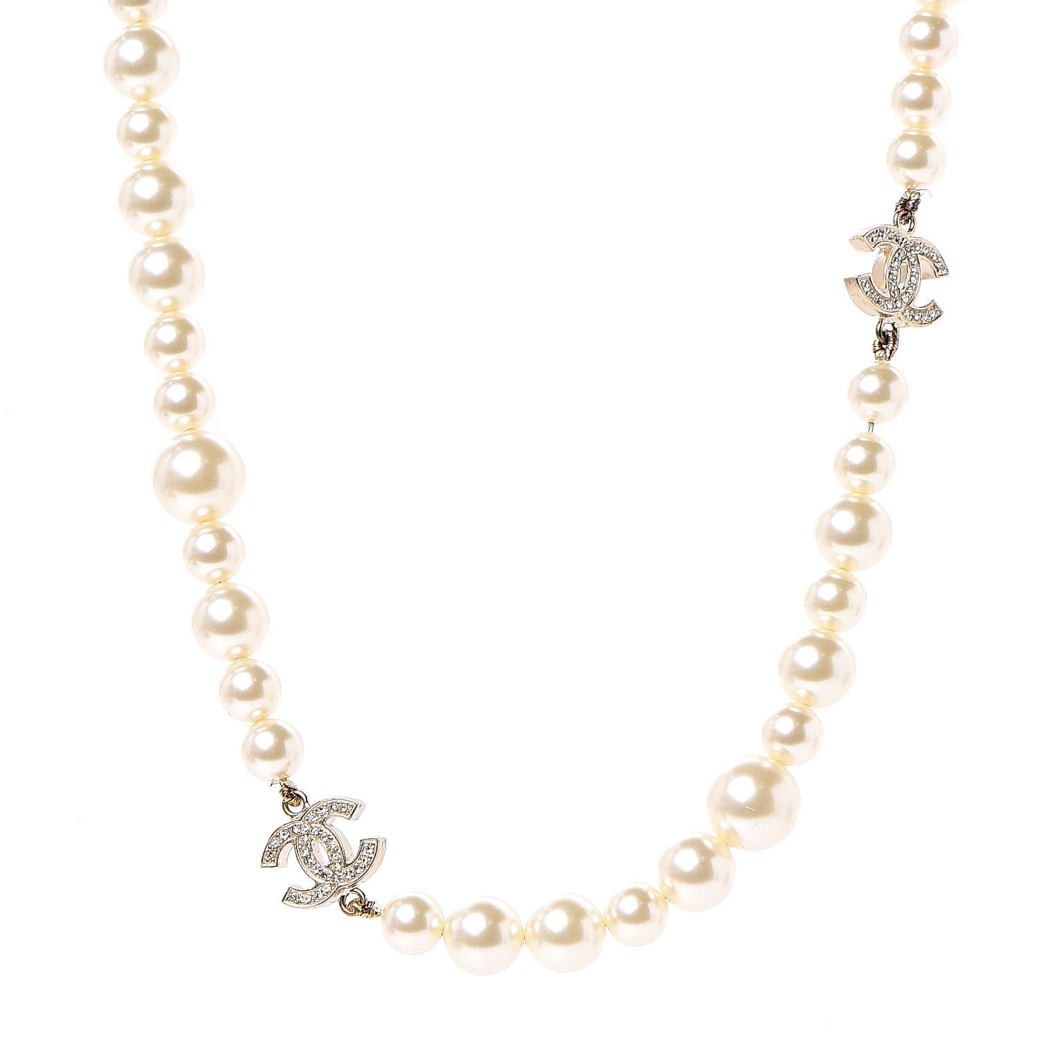 Chanel Crystal Pearl CC Short Necklace Gold 1 of 5