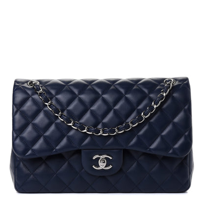 Chanel Lambskin Quilted Jumbo Double Flap Dark Blue 1 of 4
