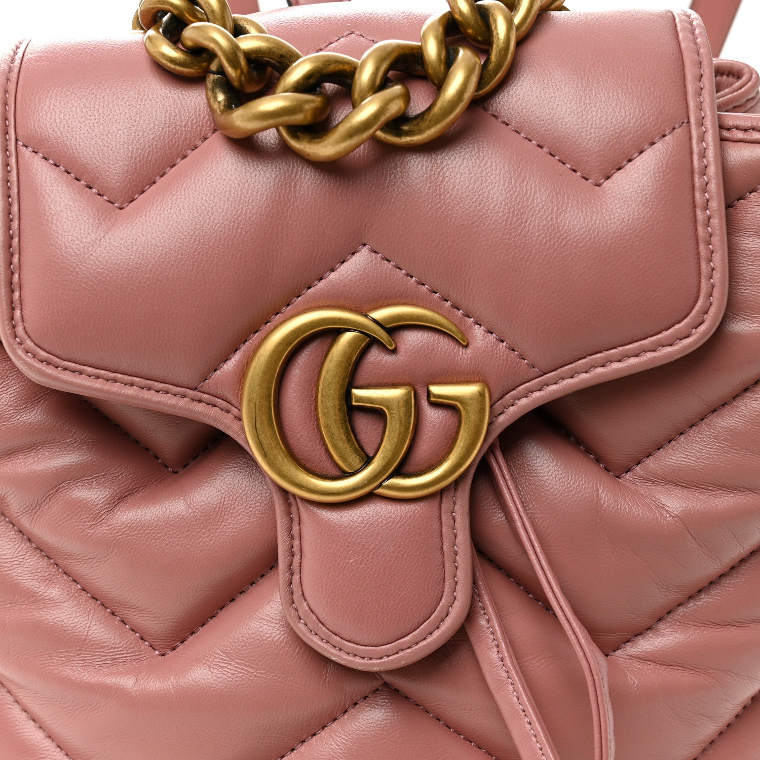 Gucci Nappa Chevron Matelasse GG Marmont Backpack Carmine Rose 8 of 10