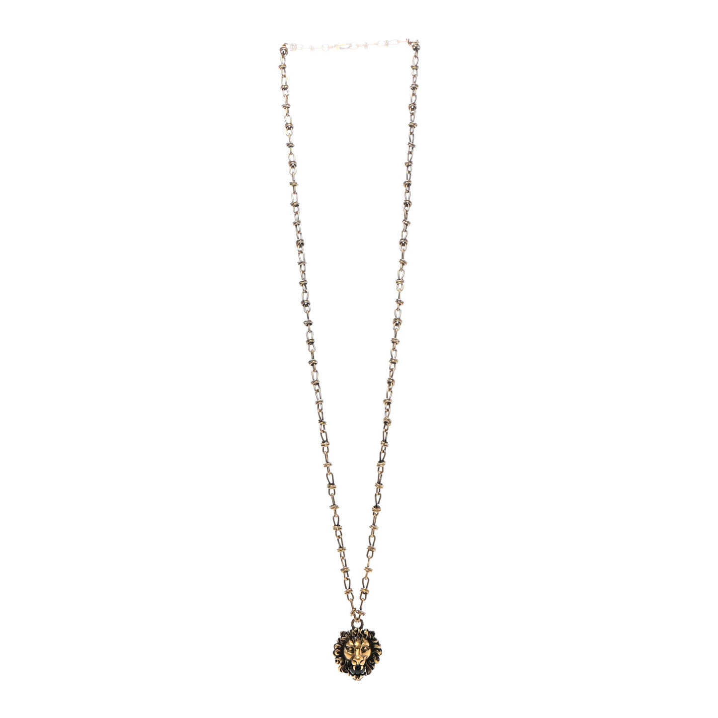 Metal Lion Head Necklace Gold