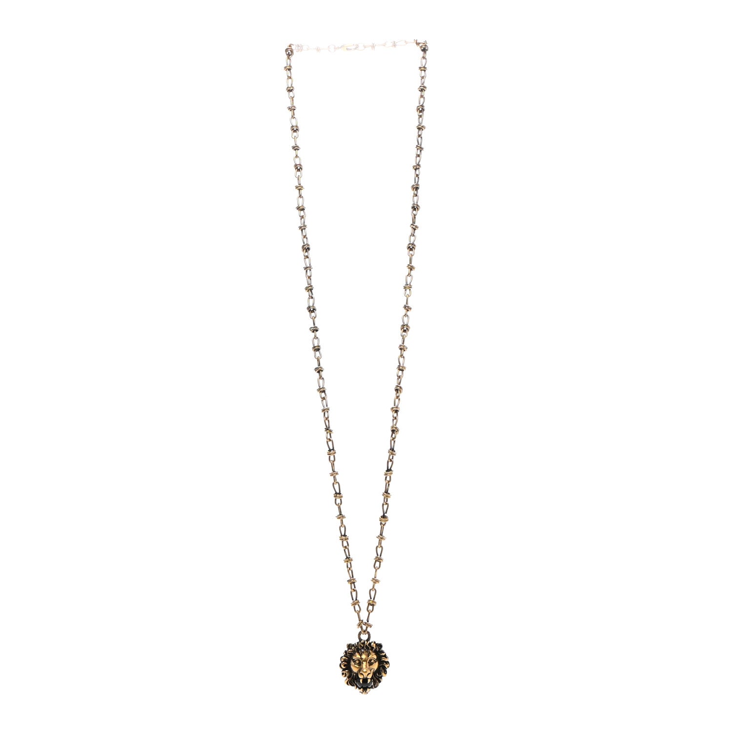 Gucci Metal Lion Head Necklace Gold 3 of 6