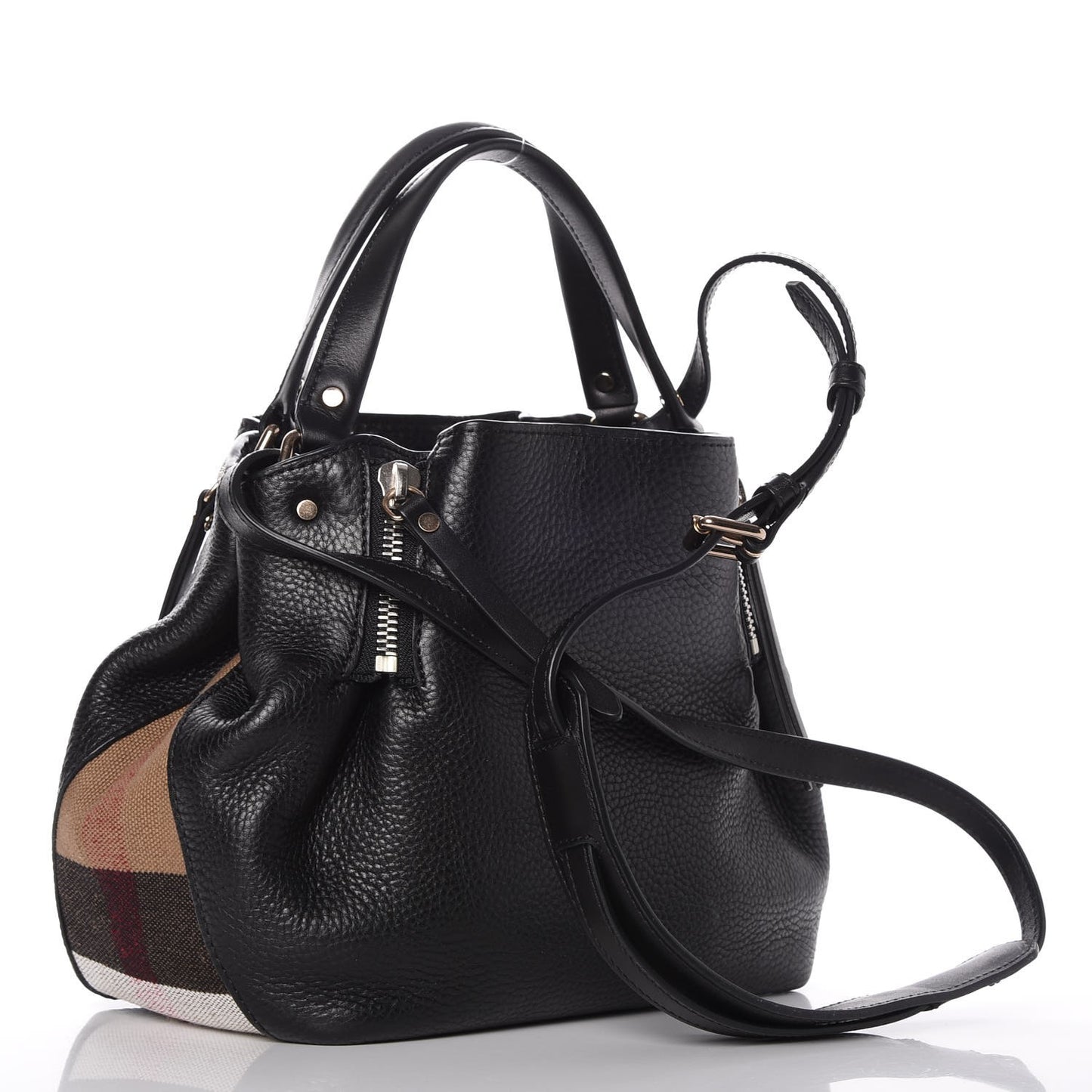 Grainy Calfskin House Check Small Maidstone Black