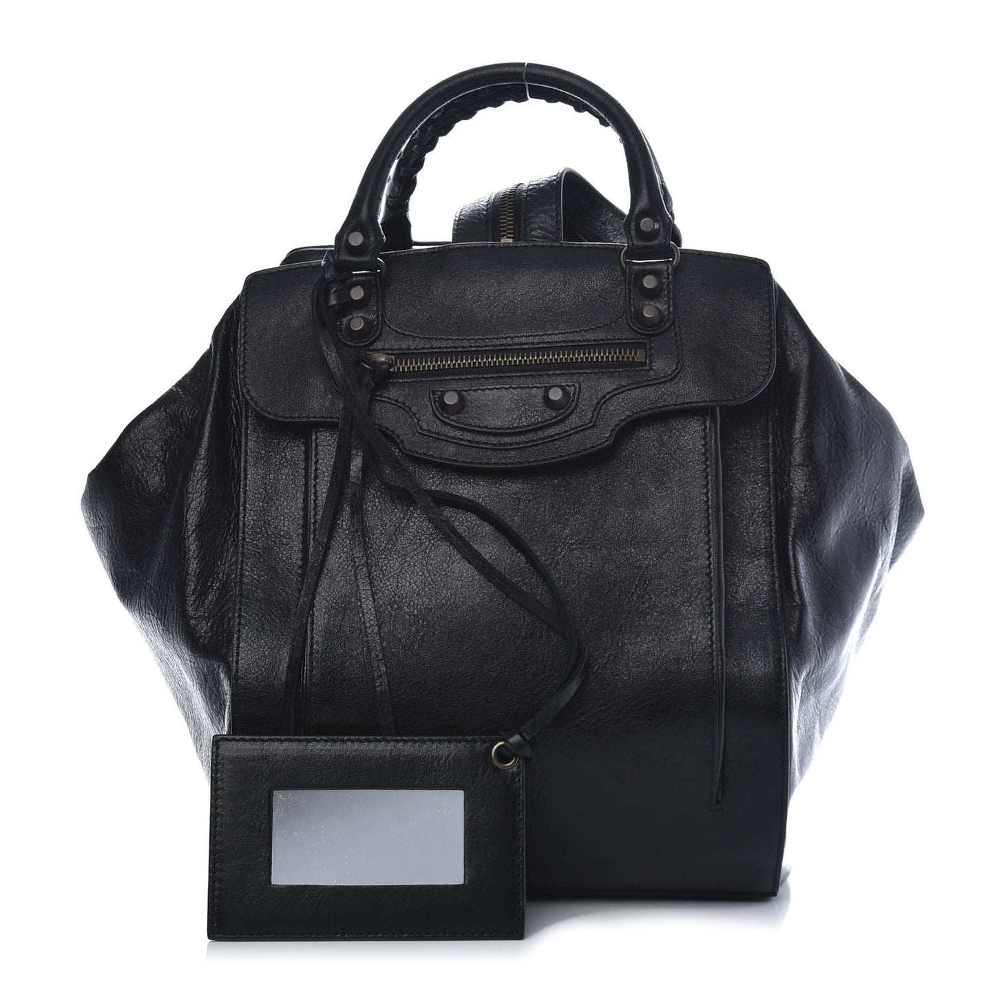 Agneau Classic Hardware Zip Traveler Backpack Black