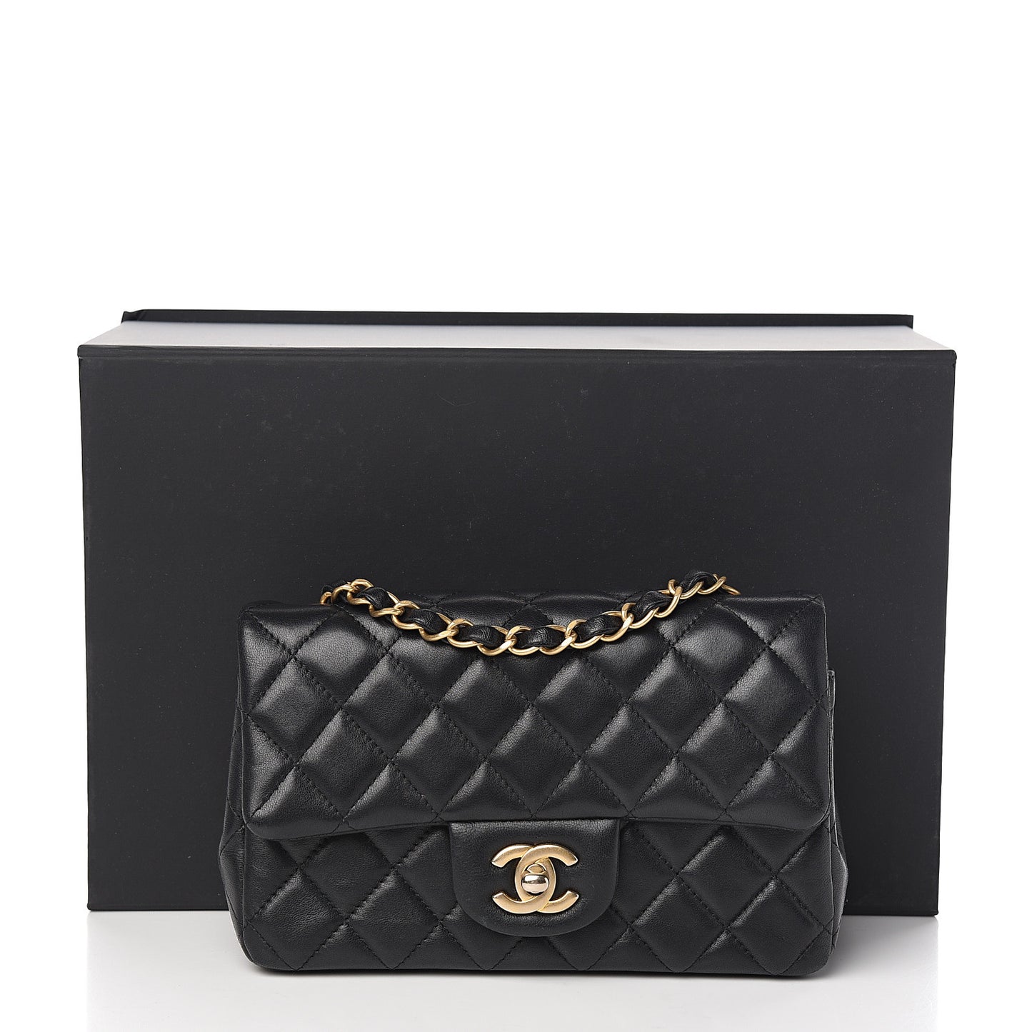 Lambskin Quilted Mini Rectangular Flap Black