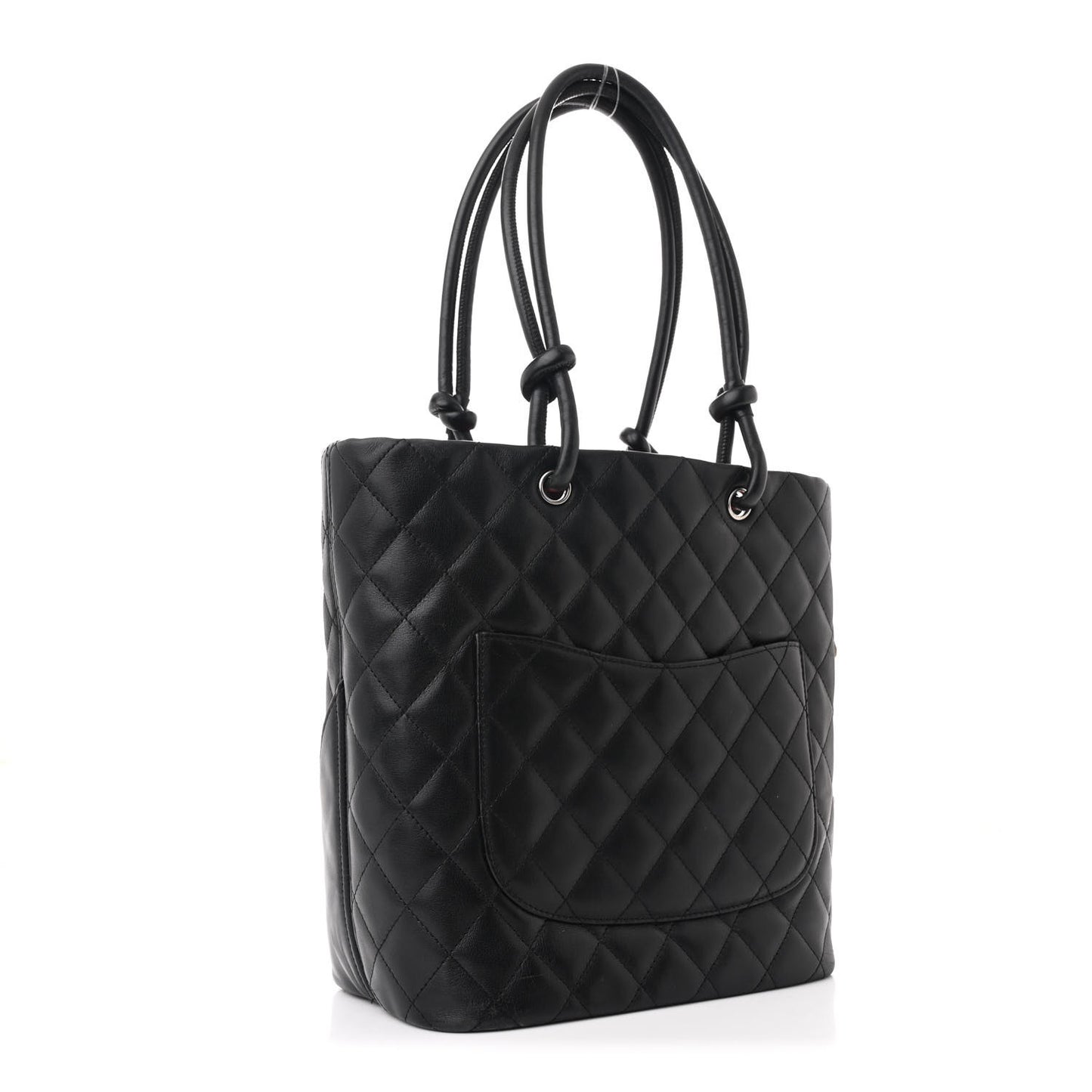 Calfskin Quilted Medium Cambon Tote Black White