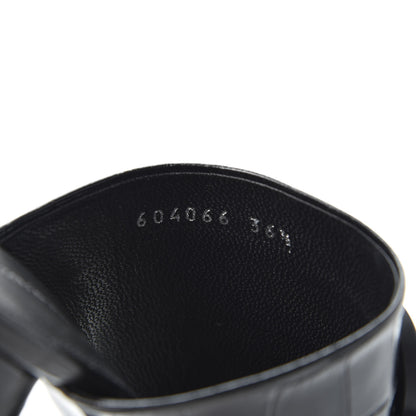 Balenciaga Calfskin Croc Embossed Oval BB 90mm Slide Sandals 36.5 Black 9 of 10