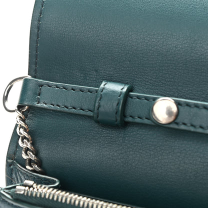 Celine Smooth Lambskin Frame Evening Chain Clutch Mineral Dark Green 15 of 19
