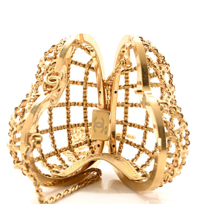 Chanel Metal Metallic Lambskin Quilted CC Heart Minaudiere Crossbody Gold 5 of 11