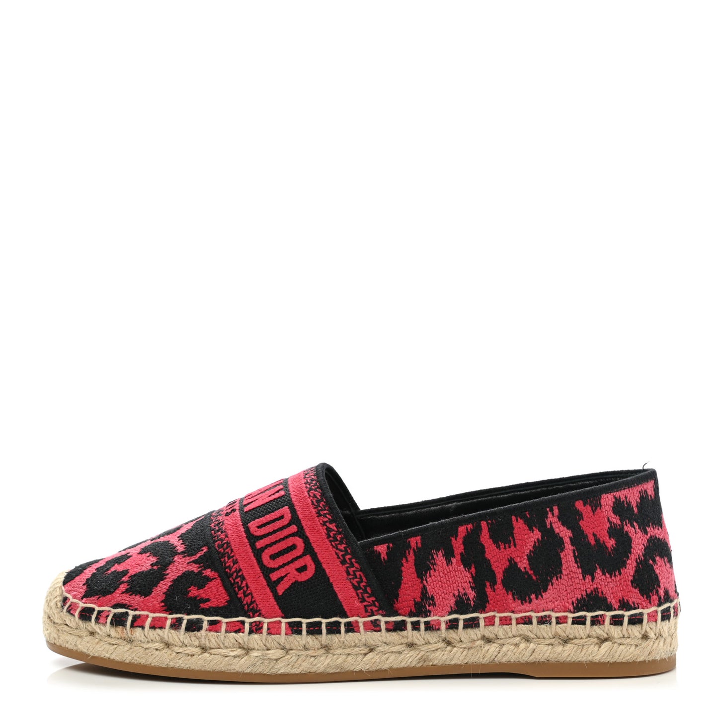 Cotton Embroidered Leopard Print Granville Espadrille 37 Red