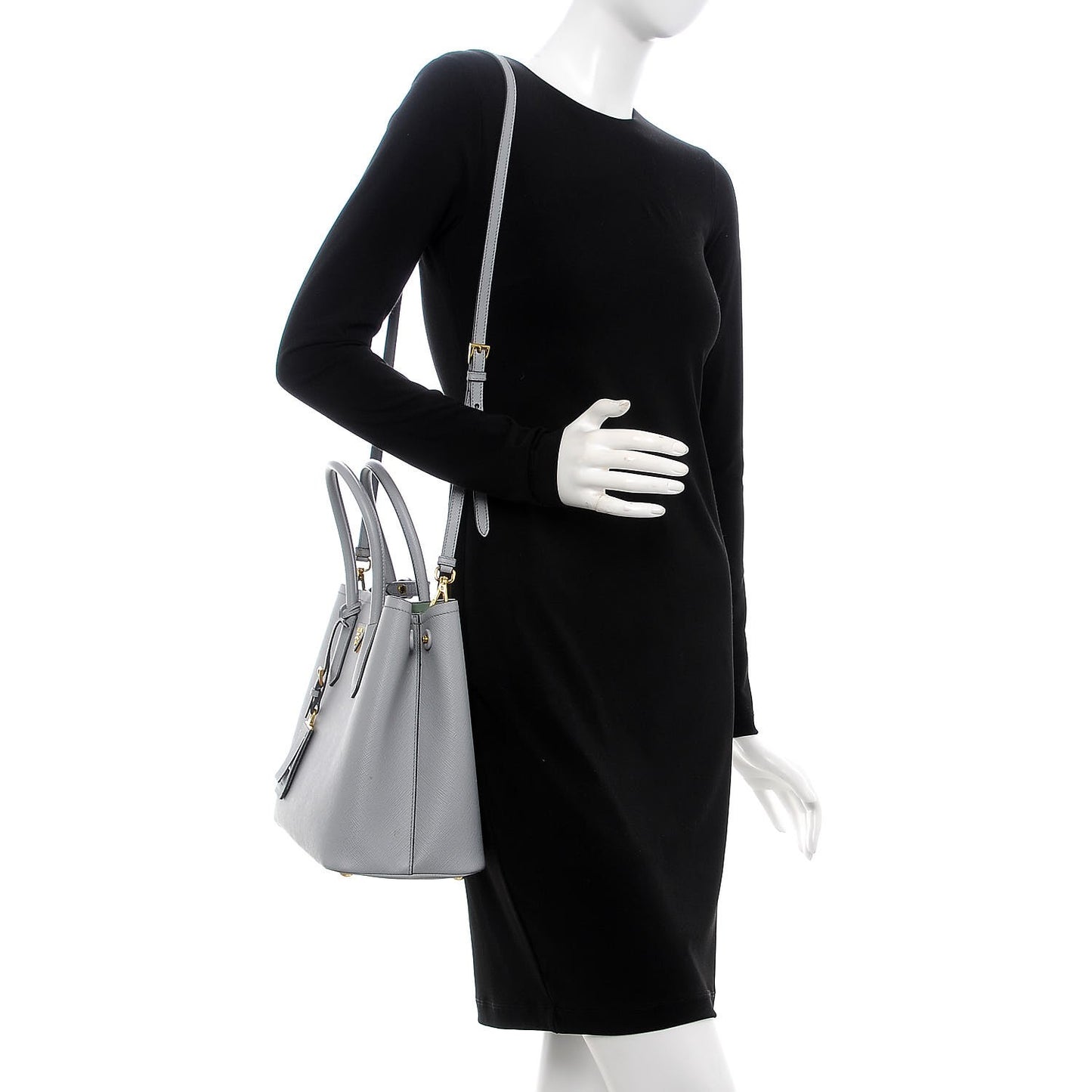 Saffiano Cuir Medium Double Bag Granito Acquamarina