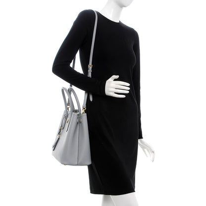 Prada Saffiano Cuir Medium Double Bag Granito Acquamarina 2 of 8