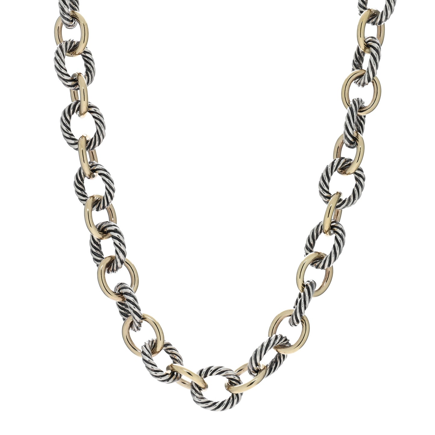Sterling Silver 18K Yellow Gold 12mm Large Oval Link Necklace