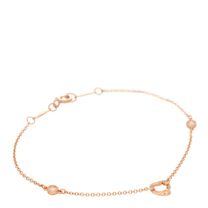 Tiffany 18K Rose Gold Diamond Elsa Peretti Diamonds by the Yard Open Heart Bracelet 1 of 4
