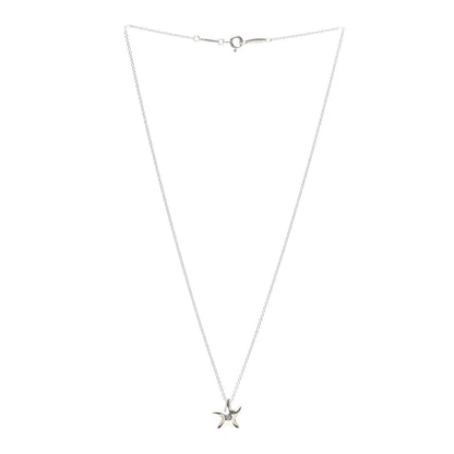 Tiffany Sterling Silver Diamond 12mm Elsa Peretti Starfish Pendant Necklace 3 of 6