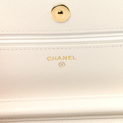 Chanel Caviar Quilted Wallet With Charms On Chain WOC White 6 of 12