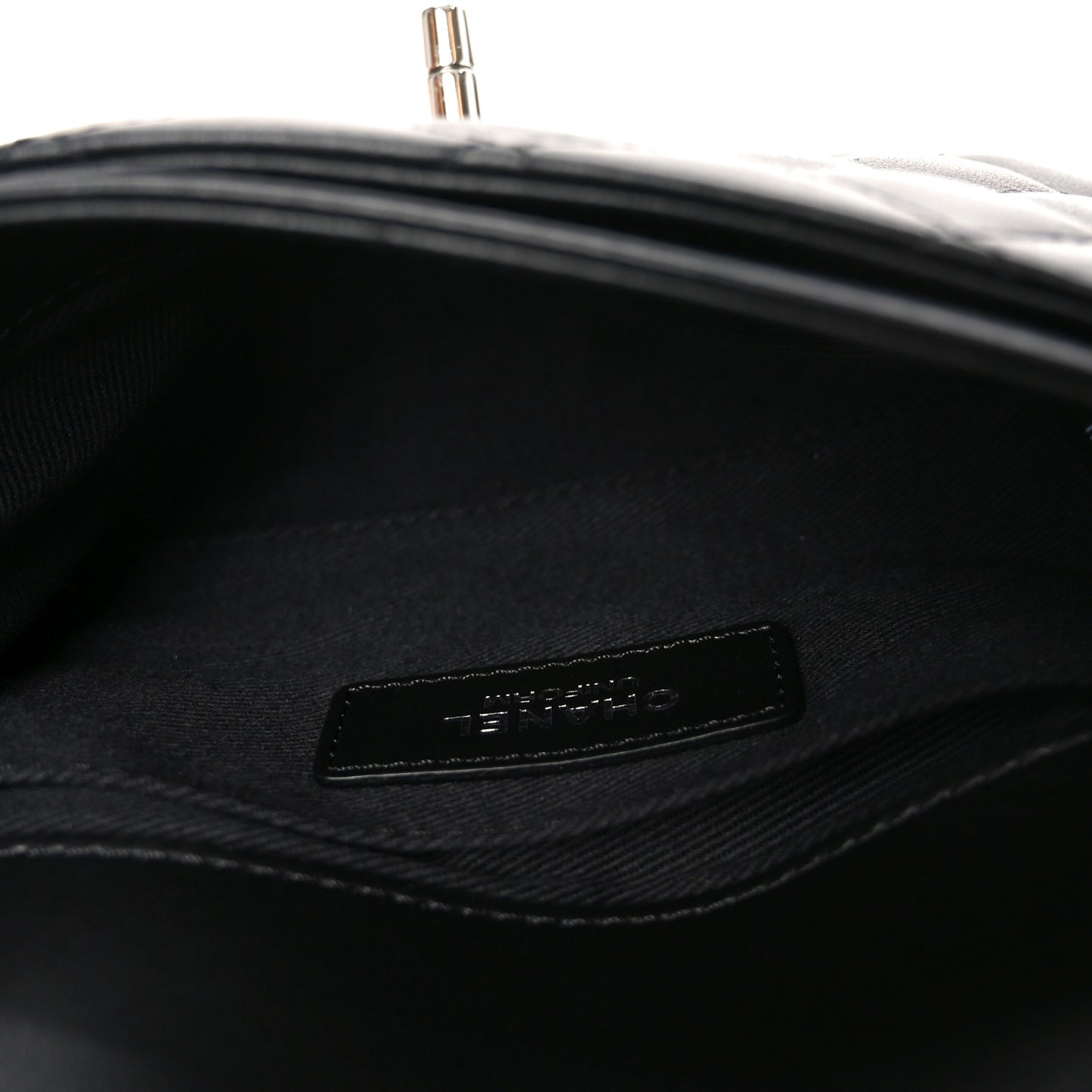Calfskin Quilted CC Uniform Flap Belt Bag Black