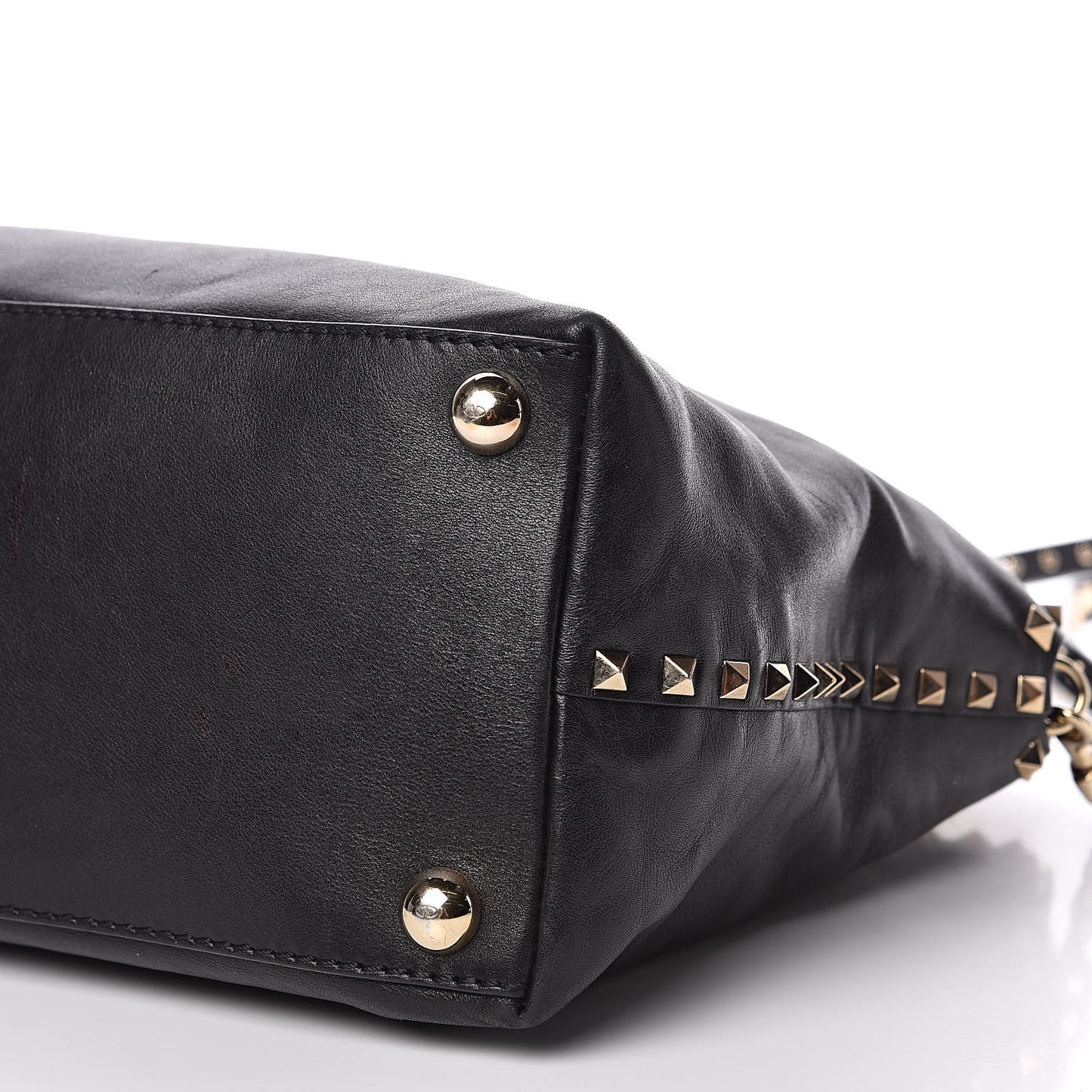 Vitello Rockstud Dome Satchel Black