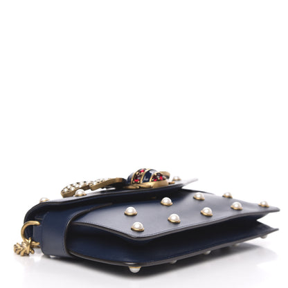 Gucci Nappa Pearl Studded Mini Queen Margaret Broadway Shoulder Bag Blue Agata 4 of 12