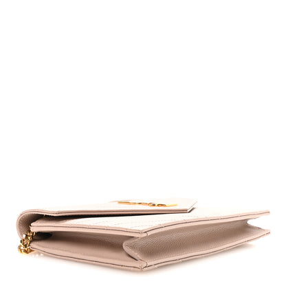 Saint Laurent Grain De Poudre Matelasse Chevron Monogram Envelope Chain Wallet Rose Antic 4 of 11