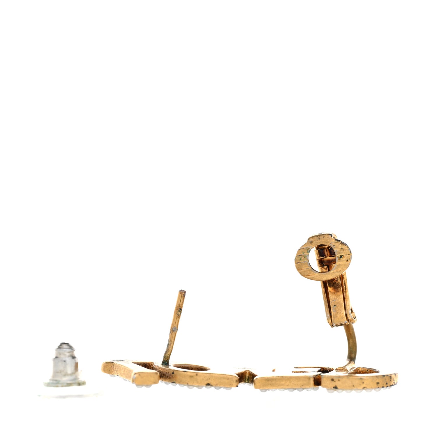 Metal Pearl Loved Ear Cuff Earring Aged Gold Aged Gold