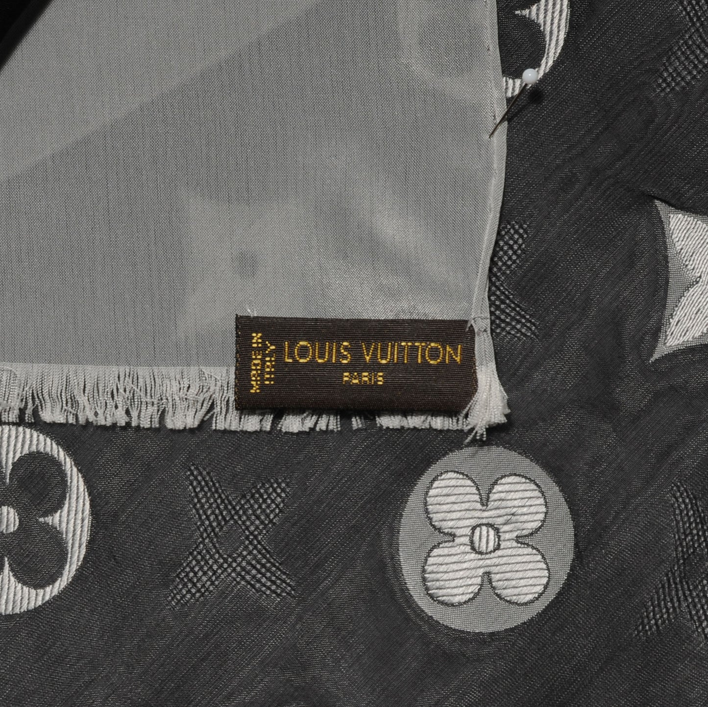 Silk Acetate Monogram St Petersbourg Stole Black Grey