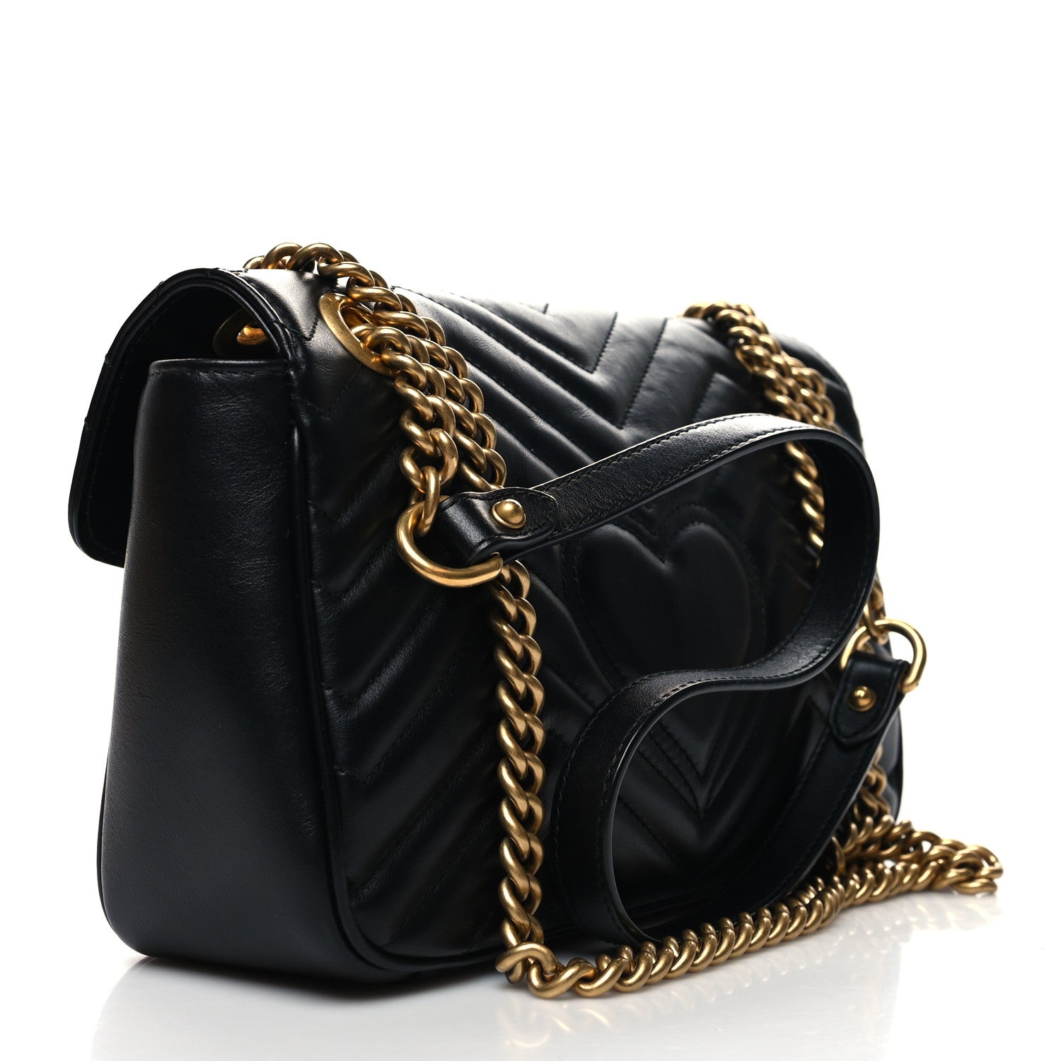 Gucci Calfskin Matelasse Small GG Marmont Shoulder Bag Black 3 of 10