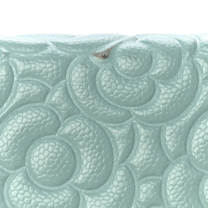 Chanel Caviar Camellia Embossed Wallet On Chain WOC Light Blue 13 of 15