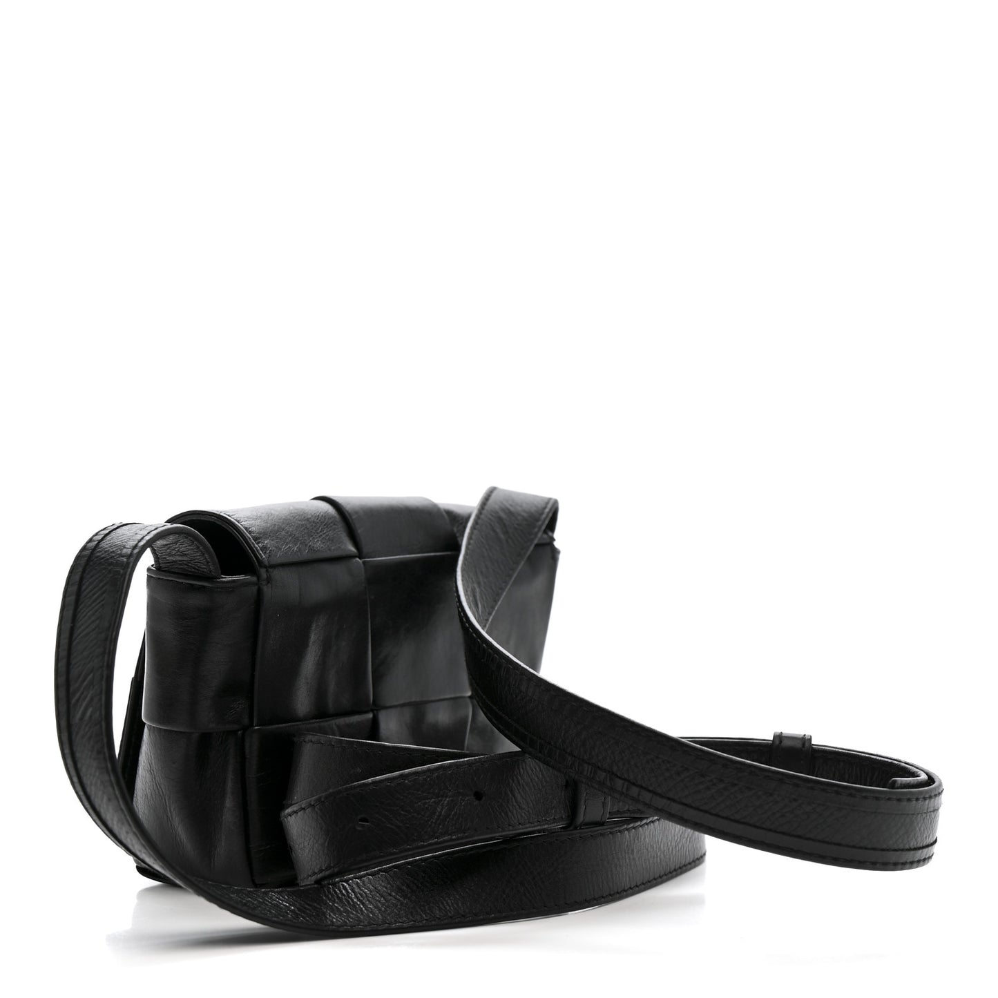 Paper Calfskin Maxi Intreccio Extra Mini Cassette Crossbody Bag Black