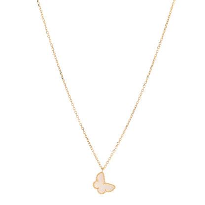 Van Cleef & Arpels 18K Yellow Gold Mother of Pearl Sweet Alhambra Butterfly Pendant Necklace 1 of 6