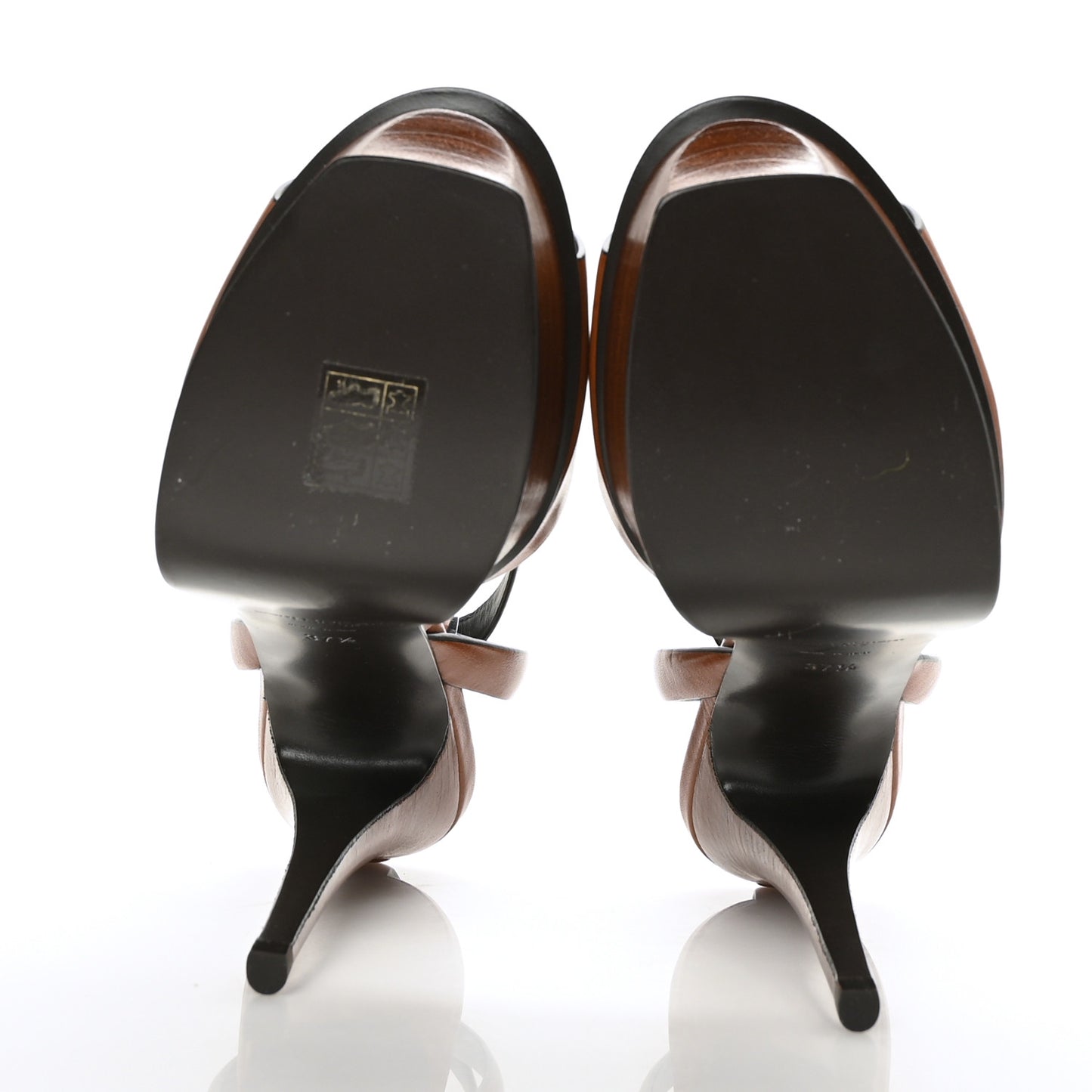 Calfskin San Maine Liscio Tribute Platform Sandals 37.5 New Papaya