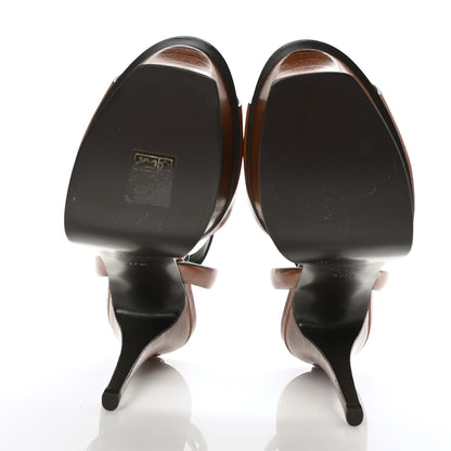 Saint Laurent Calfskin San Maine Liscio Tribute Platform Sandals 37.5 New Papaya 5 of 8
