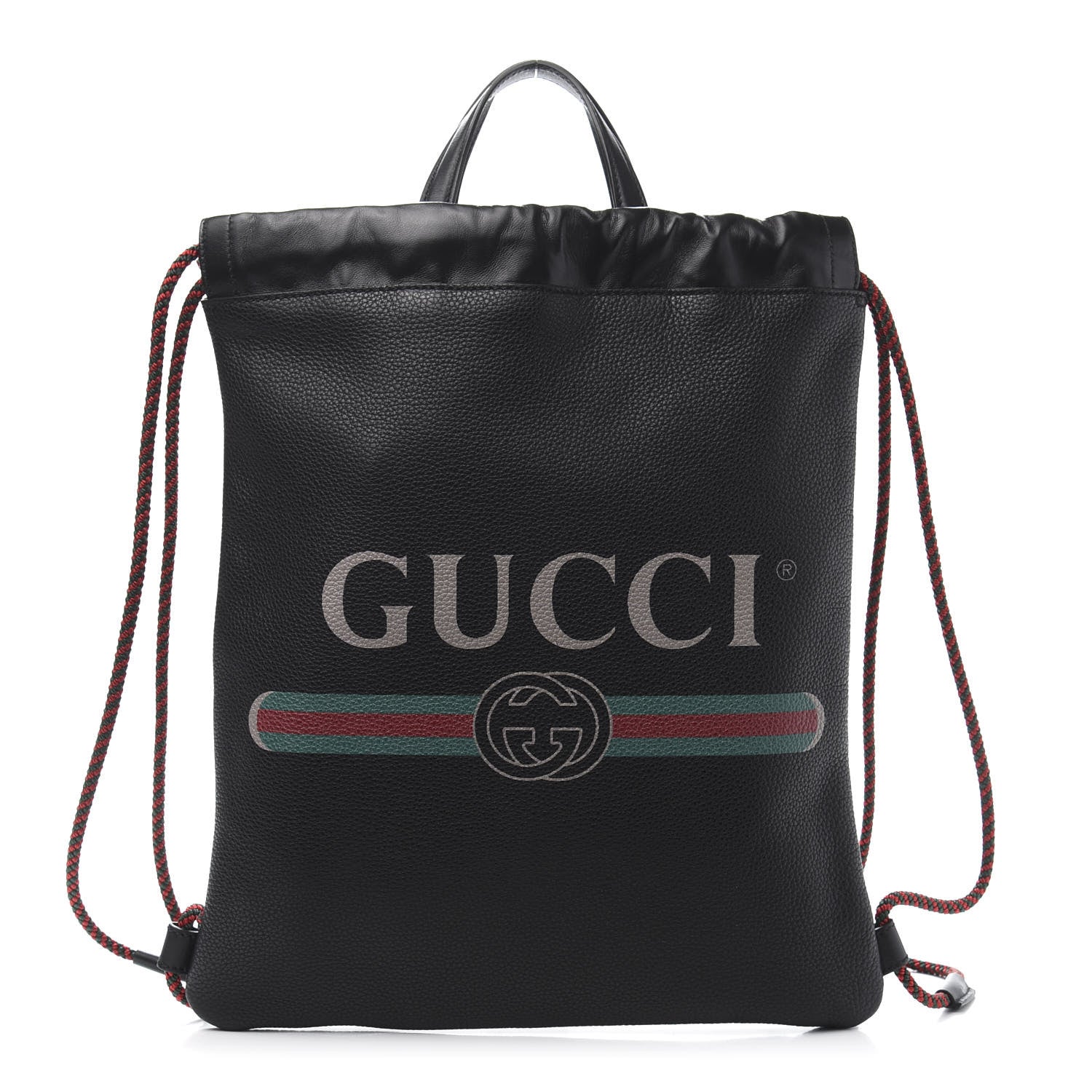 Gucci Calfskin Logo Drawstring Backpack Black 1 of 13