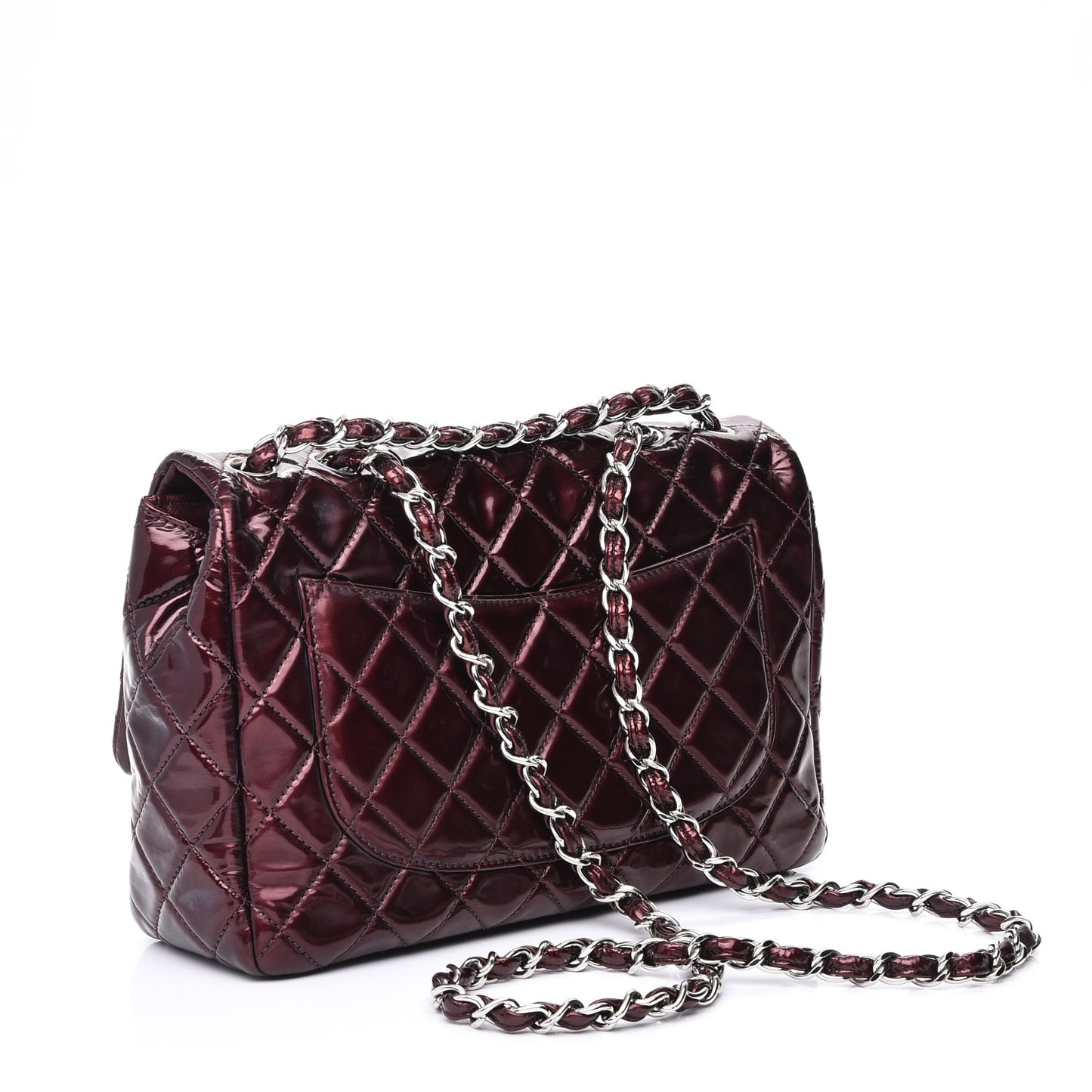 Patent Quilted Jumbo Single Flap Bordeaux